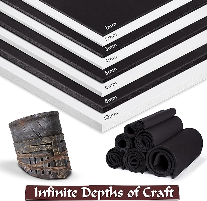 2-Pack Shape Retention EVA Cosplay Foam - 6mm Thick (Black) X-Large 35”x59” High Density EVA Craft Foam Sheets - Premium 85 kg/m3 Heat Shape Material for DIY, Con or Halloween Costumes - The Foamory