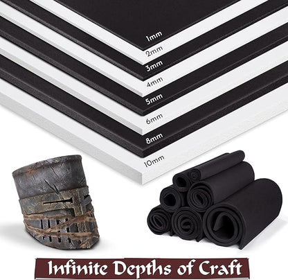 2-Pack Shape Retention EVA Cosplay Foam - 6mm Thick (Black) X-Large 35”x59” High Density EVA Craft Foam Sheets - Premium 85 kg/m3 Heat Shape Material for DIY, Con or Halloween Costumes - The Foamory