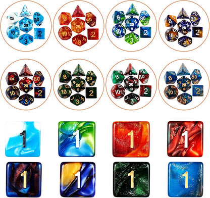 Coyeekn DND Dice Set, 25 x 7 (175 Pieces) Polyhedron Dice 25 Colors Dice for Dungeons and Dragons Tabletop Role-Playing Games with 1 Large Flannel Bag