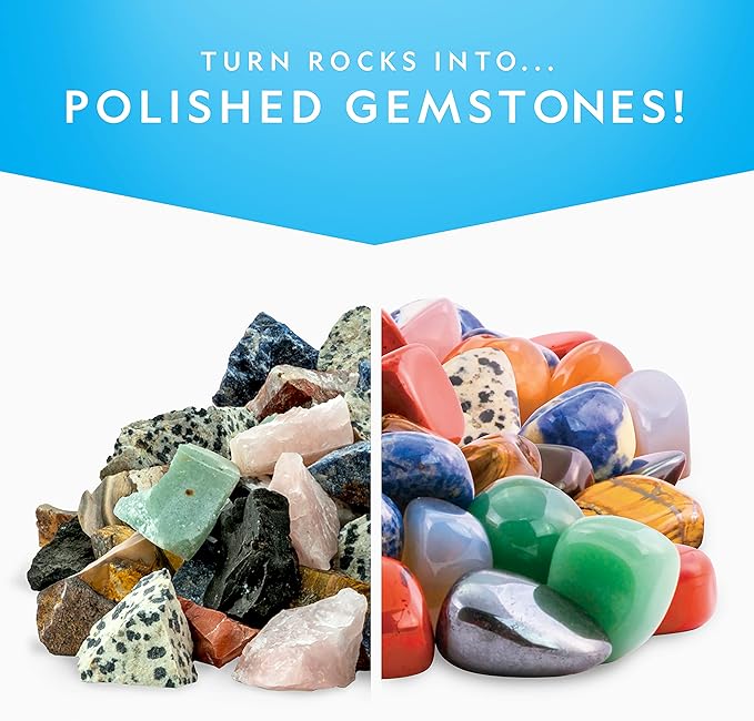 National Geographic Rock Tumbler Refill Kit 3 lbs. of Rough Gemstones and Rocks for Tumbling Including Amethyst and Quartz Supplies Include Tumbler Grit and Jewelry Accessories