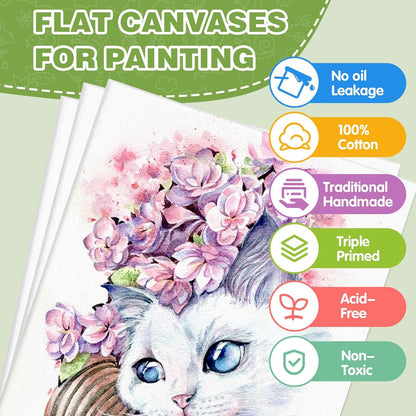 ESRICH Canvas for Painting 18x24 Inch, 6 Pack Canvas Boards for Painting Cotton Primed Acid Free Large Blank Canvases, Canvas Panels for Oil Paint, Watercolor, Acrylic Paint, Gouache and Tempera.