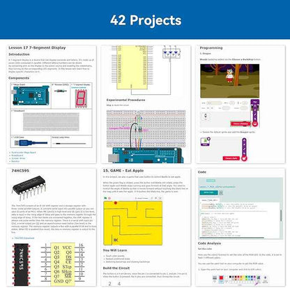SunFounder The Most Complete Starter Project Kit Compatible with Arduino IDE Mega 2560 R3 Mega328 Nano Mega2560, Scratch Coding, Included 42 Online Tutorials