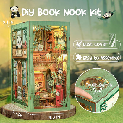 CUTEBEE Book Nook Kit - DIY Miniature House Dollhouse Kit for Adult and Teens, Booknook Bookshelf Decor Alley Model Build with LED Light, Gifts for Family and Friends