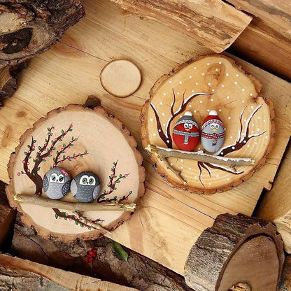 JEUIHAU 8 PCS 8-9 Inches Natural Wood Slices, Unfinished Predrilled Wooden Circles Tree Bark Slice, Blank Wooden Log Circles for DIY Crafts, Arts Wood Slices, Christmas Ornaments - Crafty Corner