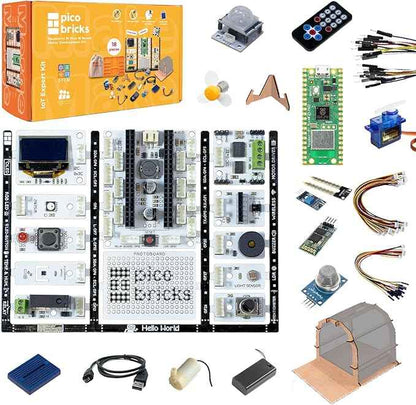 Picobricks Raspberry Pi Pico W Starter Kit with 12 Detachable Sensors and Extensive Learning Guide, Raspberry Pi Kit, Raspberry Pi Starter Kit, DIY Coding Kit