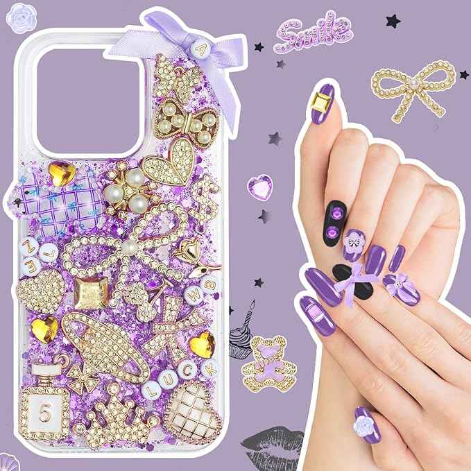 EIiovcnya 2380 Pcs Junk Case Charms Kit - DIY Phone Charms & Nail Art Accessories Includes 3D Flatback Big Decorations, Cute Bows & Letter Beads for Customizing Cases, Crafts, Valentine's Day Gifts