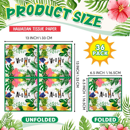 Crtiin 36 Pack 9 Styles Decoupage Napkins Assorted Floral Decorative Decoupage Napkins Chinoiserie Cocktail Paper for DIY Crafting Birthday Party, Each Unfolded 13 Inch(Tropical Plants)