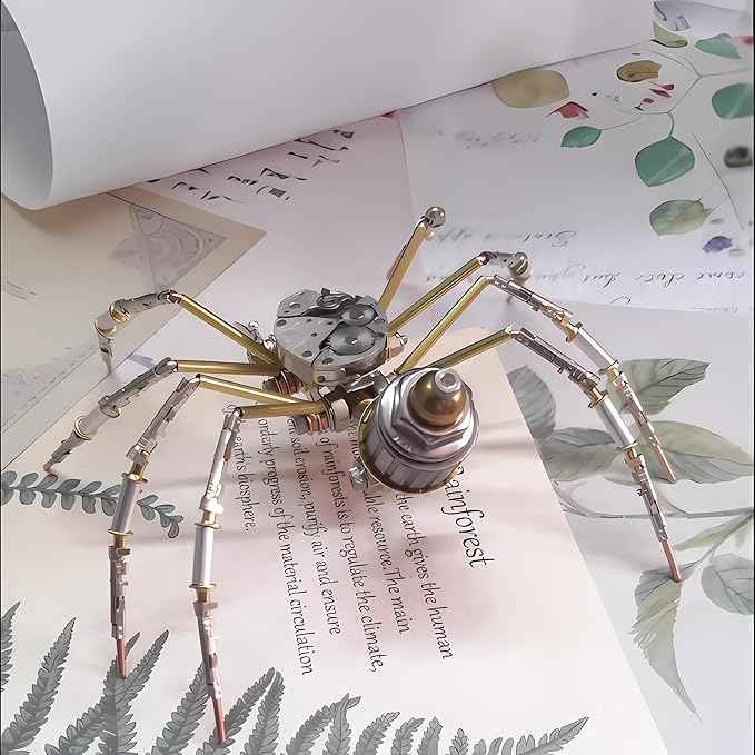 Mechanical Metal DIY 3D Spider Model Insect Brass Puzzle Assembly DIY Gift Craft Hobby for Men for Family and Friends(Mechanical Spider)