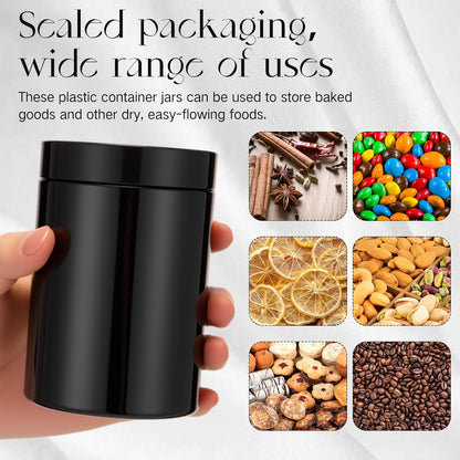 SATINIOR 12 Pack 10 oz Plastic Container Jars with Lids Round Clear Travel Cosmetic Container Slime Jar for Toiletries, Lotion, Cream, Ointment, Makeup, Rhinestone, Sample, Kitchen Storage(Pure Black)