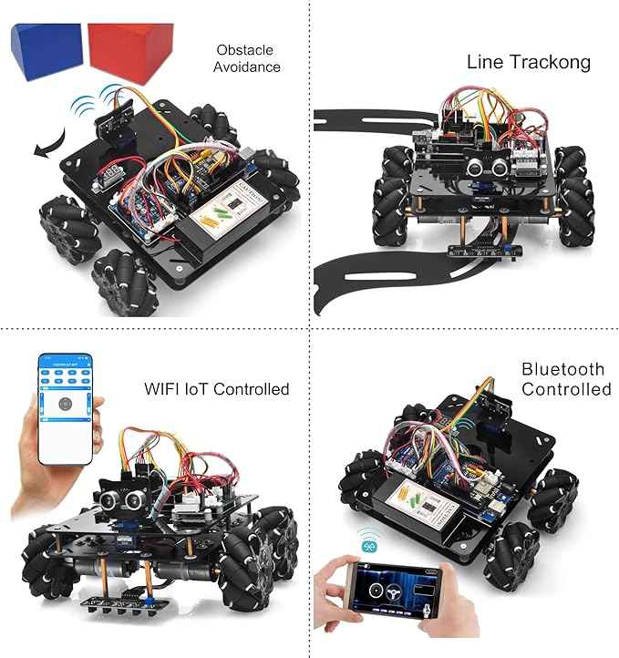 OSOYOO Omni-directinal Mecanum Wheels Robotic Car Kit for Arduino Mega2560 Metal Chassis DC Motor DIY STEM Remote Controlled Educational Mechanical DIY Coding for Teens Adult