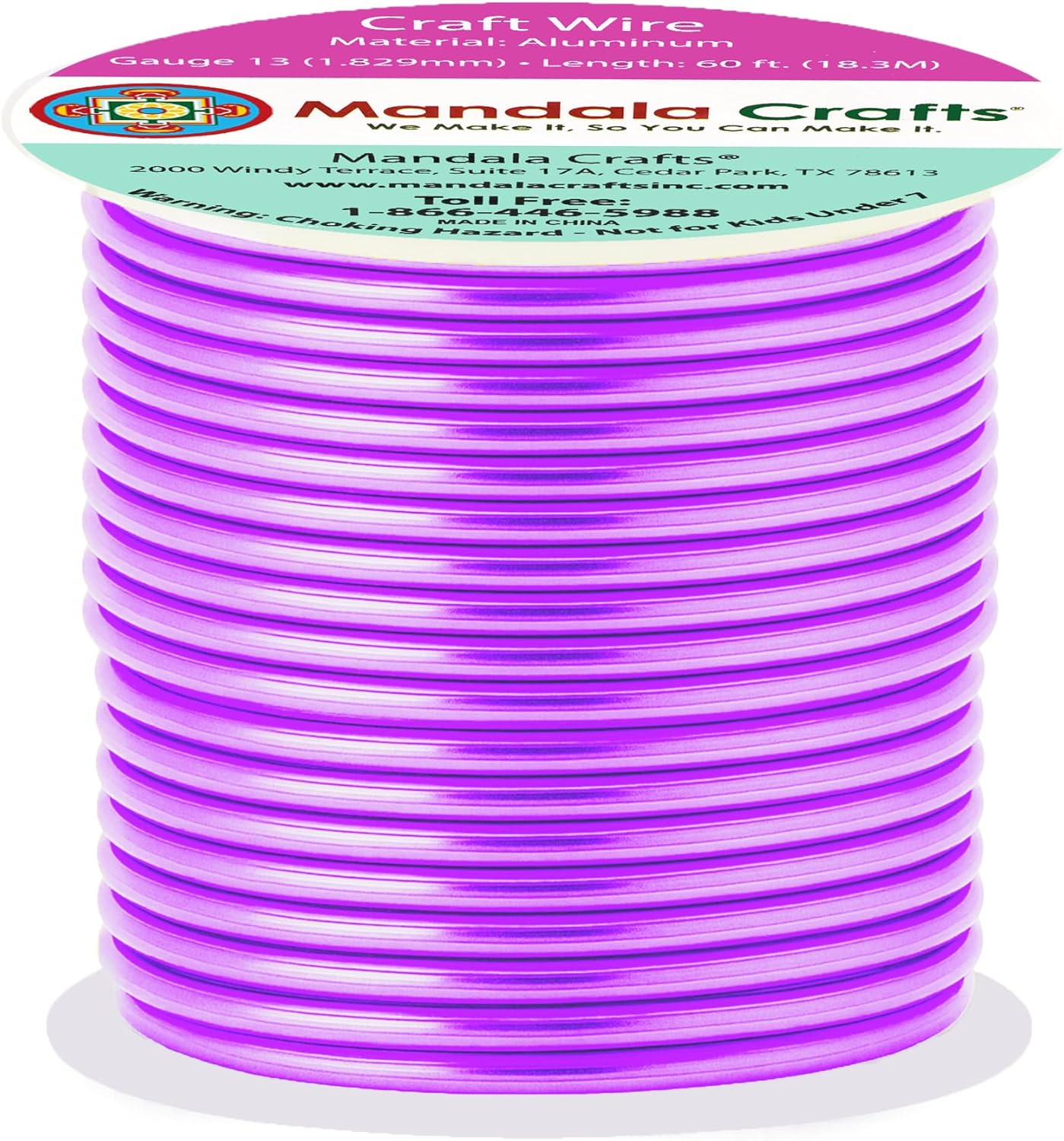 Mandala Crafts 13 Gauge Anodized Aluminum Craft Wire for Jewelry Making - 60 FT Colored Flexible Violet Wire - Bendable for Bonsai Armature Crafting Sculpting - Crafty Corner