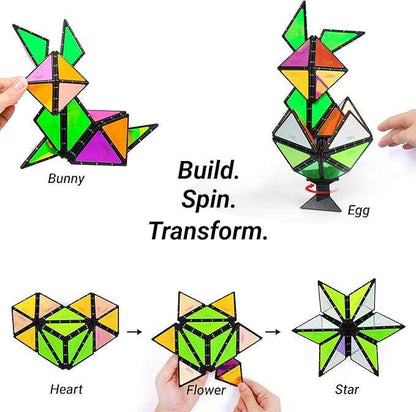TOSY Magnet Pyramid - 1 Fidget Cube Transforms into 1 Billion Shapes, 243 Rare Earth Magnets, Glowing, Holographic Design, Spinner Accessory, Gift for Christmas Birthday (Set of 1 Stone 1 Glow)