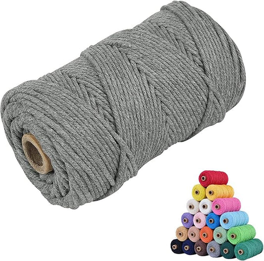 Macrame Cotton Cord 5mm x 109Yards, Deep Gray Natural Macrame Rope, Perfect Macrame Supplies Cotton Cord for Macrame Plant Hangers DIY Crafts(Deep Gray, 5mm*109Yards)