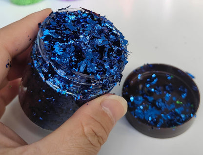 Gilding Flakes,Gold Foil Flakes for Resin,Blue Red Purple Pink Metallic Foil Flakes for Resin Jewelry Making,Nails,Painting Art,Crafts and Slime (Dark Blue)