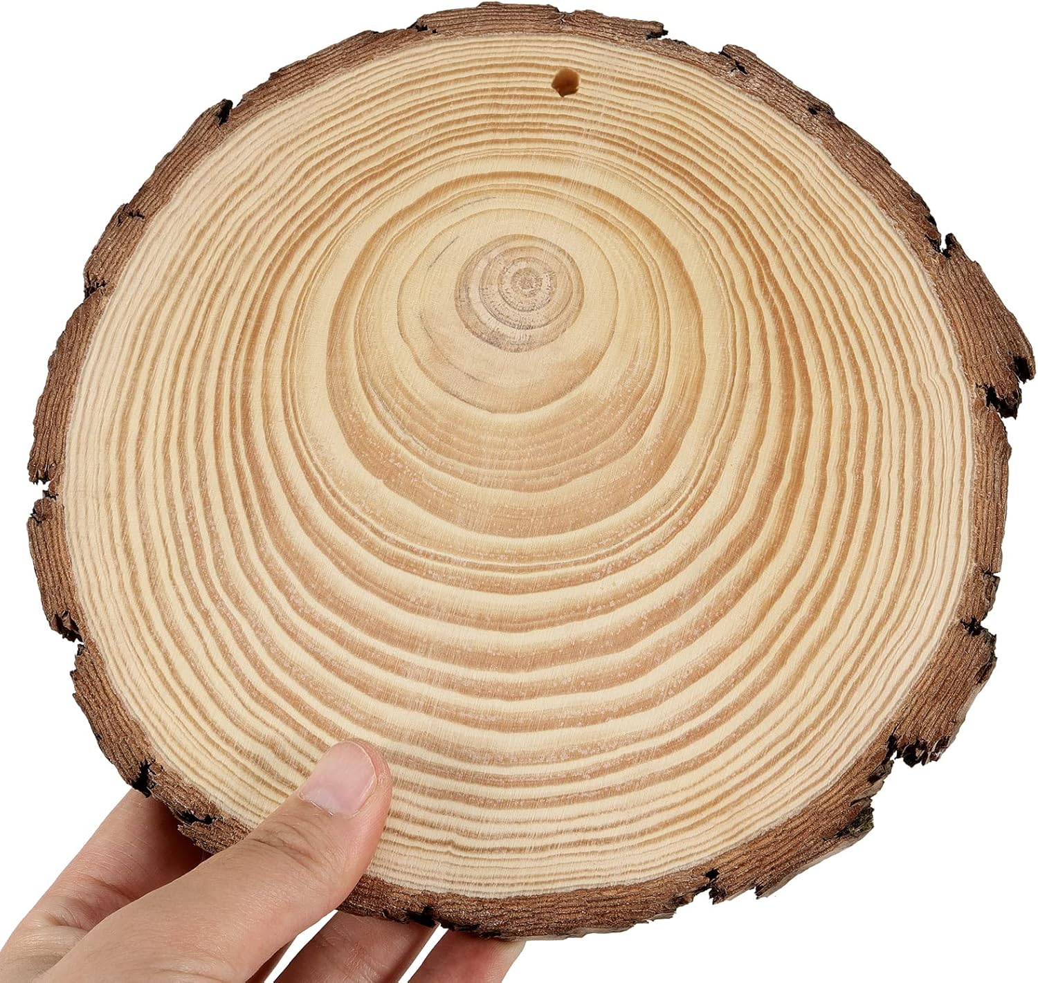 JEUIHAU 8 PCS 7-8 Inches Natural Wood Slices with Holes, Unfinished Predrilled Wooden Circles Tree Bark Slice, Blank Wooden Log Circles for DIY Crafts, Arts Wood Slices, Christmas Ornaments - Crafty Corner
