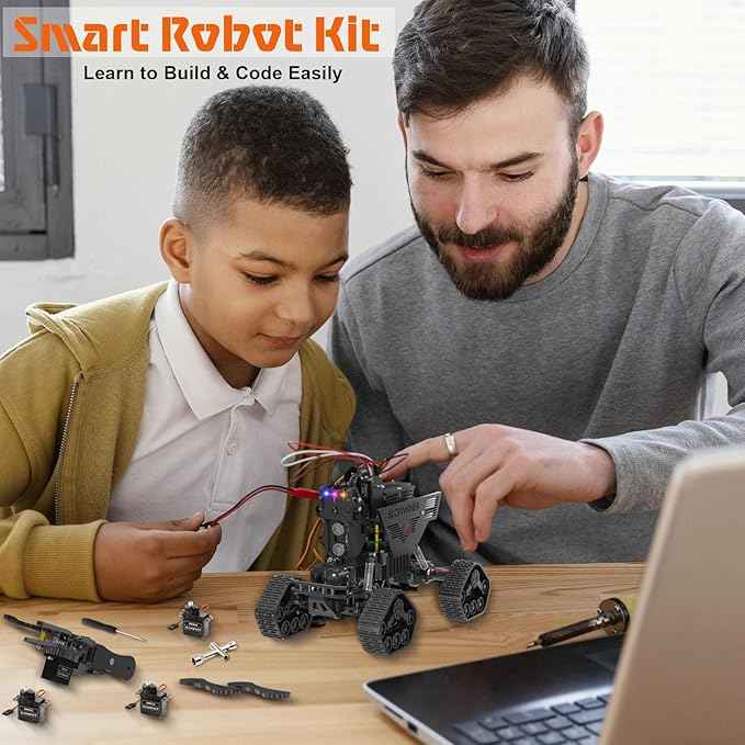 Smart Robot Kit, Robot Building Car kit for Raspberry Pi Python Coding, STEM Programming Robotic Arm Kit with Camera (Not Included Raspberry Pi Board)