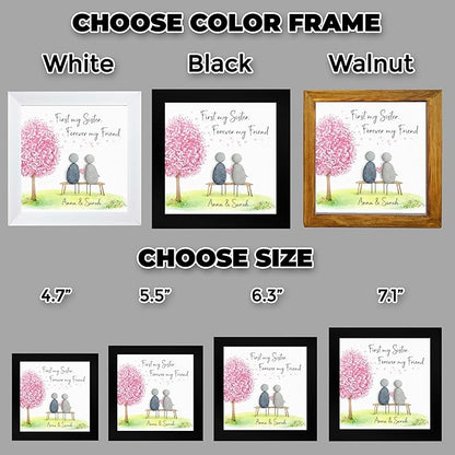 Personalized Sisters Pebble Art Frame, Custom Sister Birthday Gift, Long Distance Sister & Friendship Keepsake, First My Sister Forever My Friend Handmade Stone Artwork Plaque, Wall Décor