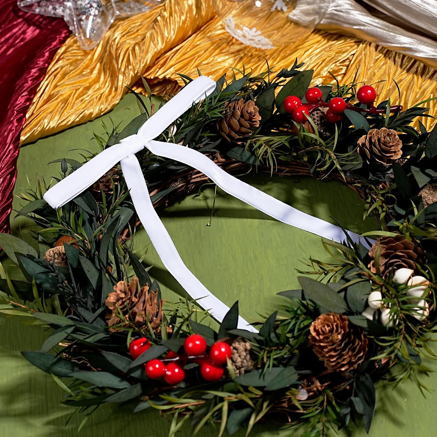 LaRibbons Thin Velvet Ribbon 3/8 Inch x 25 Yards, White Velvet Ribbon for Christmas Tree, Gift Wrapping, Wreath Bow, Outdoor Decoration - Crafty Corner