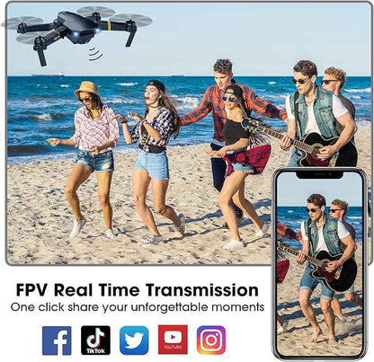 Drones with Camera for Adults Kids, Foldable RC Quadcopter, Helicopter Toys, 1080P FPV Video Drone for Beginners, 2 Batteries, Carrying Case, One Key Start, Altitude Hold,Headless Mode,3D Flips
