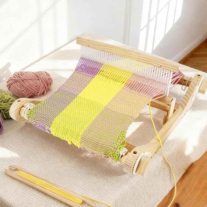 WILLOWDALE 16 Inches Rigid Heddle Loom with Stand, Weaving Loom Kit with Shed Stick, Wooden Multi-Craft Weaving Loom for Adults, Threads Warping Frame with Pegs and Yarn Stand, Frame Loom for Beginner