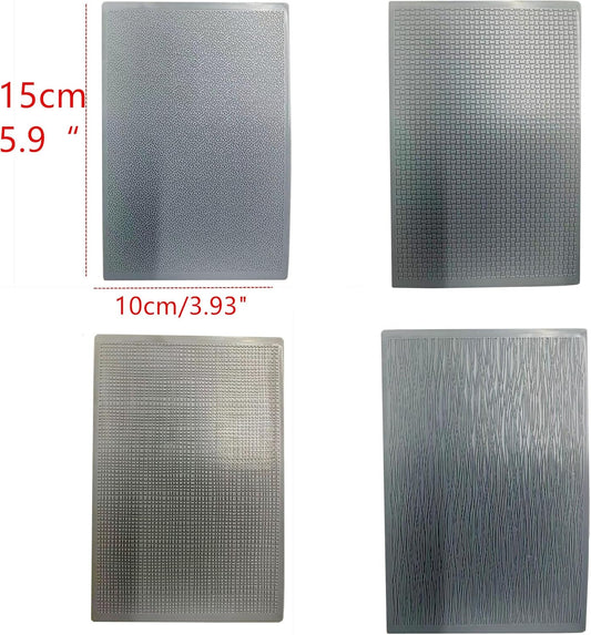 Arbuya Geometric Pattern Polymer Clay Texture Sheets for Earring Jewerly Making,Woodgrain Plaid Texture Mat for Polymer Clay Projects Polymer Clay Earrings Tools,4pcs/Pack