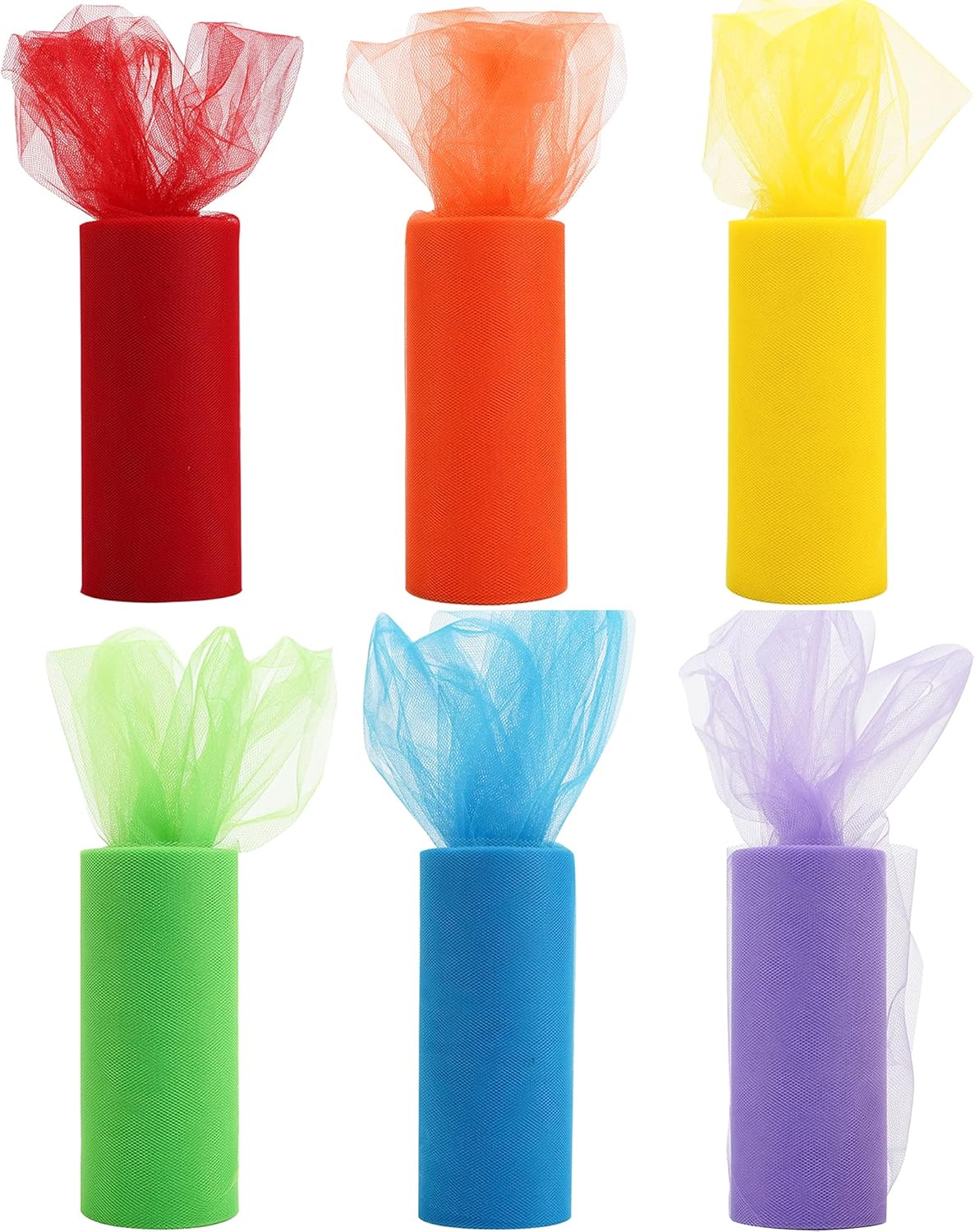 MEEDEE Rainbow Tulle Ribbon 6 Colors Roll Tulle Fabric Rainbow Spool Ribbon for Tutus Wedding Decorations Party Decorations Gift Wrapping Skirt Dress (6 inch by 25 Yards/Roll) - Crafty Corner