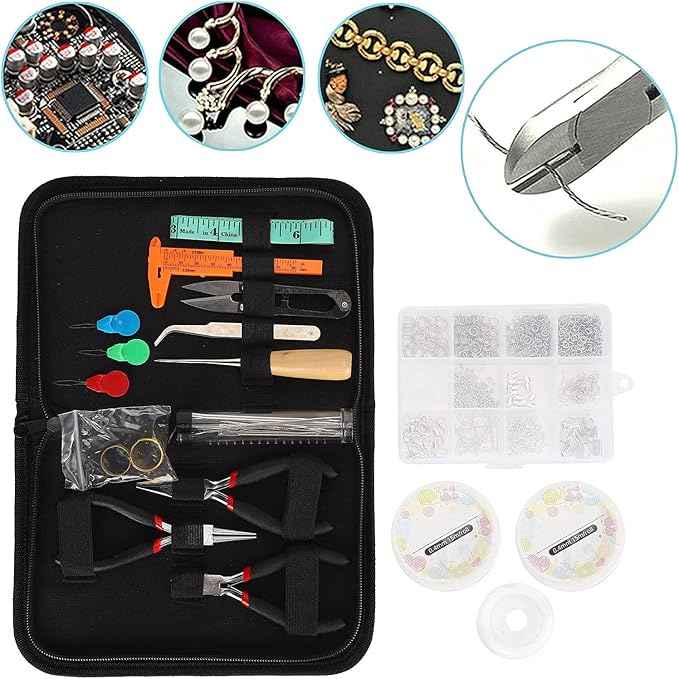 YedaHcy Jewelry Making Supplies Kits, DIY Accessory Set with Tools, Beads, Wires for Craft Lovers, Complete Starter Kit with Storage Box and Bag