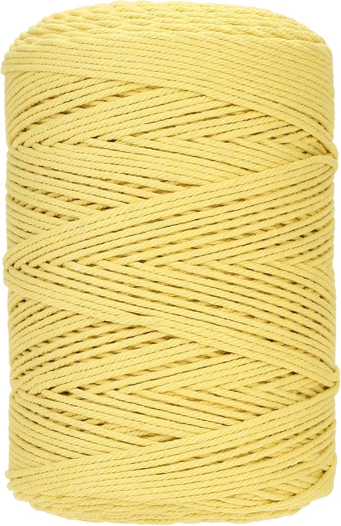 GOHOHOF Macrame Cord 3mm x 546yards Natural Macrame Cotton Rope Colored Macrame Rope Soft Cotton Cord Macrame Supplies Craft Rope Macrame Yarn for Plant Hanger Wall Hanger Dreamcatcher(Yellow)