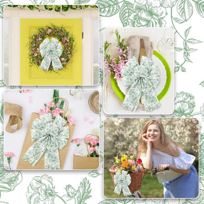 AnyDesign Floral Wired Edge Ribbon Roll Green Flower Ribbon Chinoiserie Fabric Ribbon for Wreath Bow Making DIY Crafts Gift Wrapping, 12 Yard - Crafty Corner