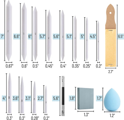 Mr. Pen- Blending Stump, 33 pcs, Blending Stumps for Drawing, Shading Pencils for Sketching, Blending Pencil, Tortillions, Sandpaper Sharpeners, Pencil Extension Tool, Kneaded Eraser, Rub Sponge