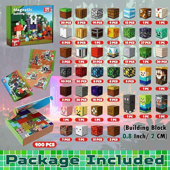 Magnetic Blocks - 400PCS Magnetic Building Blocks Toys Forest Portal, Magnetic Tiles Kids Build Cubes 2026 Upgraded STEM Game Toys, Christmas Birthday Gifts for Boys & Girls Ages 3+