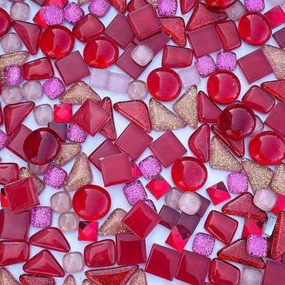 LITMIND 1.1LB Red Mixed Irregular Crystal Glass Mosaic Tiles for Crafts - Perfect for Mosaic Art Projects, Puzzles, and Home Décor