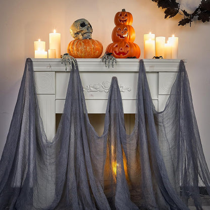 Boao Halloween Cheese cloth 27.56 x 590.55 Inch Gray Cheesecloth Roll for Crafts Large Cotton Muslin Gauze Fabric for Halloween Outdoor & Indoor Spooky Decoration