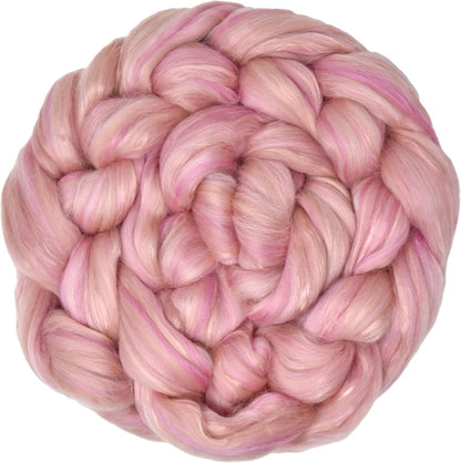 Merino Silk Luxe Tonal Designer Blend. Superfine Merino, Mulberry Silk, Tussah Silk. Top Roving for Spinning or Felting. Tender Heart 4oz