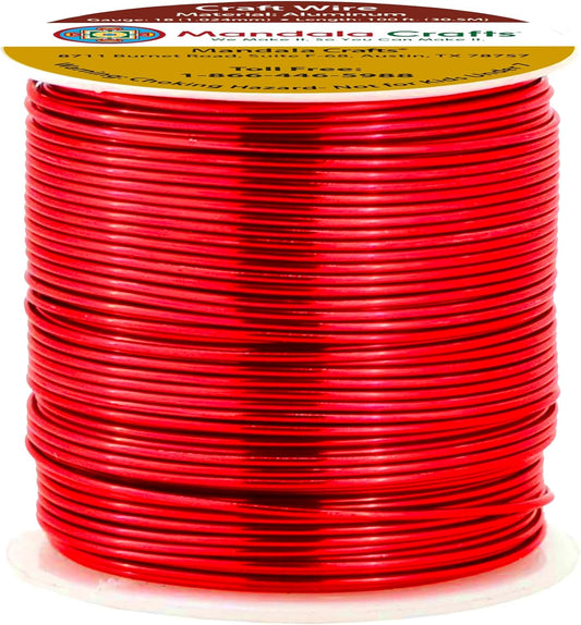 Mandala Crafts 18 Gauge Anodized Aluminum Craft Wire for Jewelry Making - 100 FT Colored Flexible Red Wire - Bendable for Bonsai Armature Crafting Sculpting - Crafty Corner