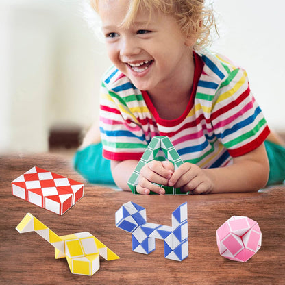 Ganowo 30 Pack Party favor, Medium Fidget Snake Cube Twist Puzzle Toys for Kids Teens Stocking Stuffers Bulk Birthday Party Supplies Goodie Bags Fillers, Random Colors