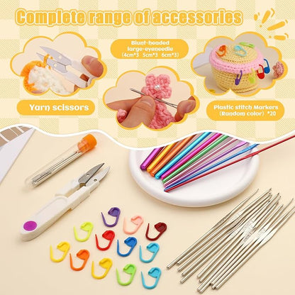 IMZAY 54 Pcs Crochet Hooks Set, 0.6mm-6.5mm Crochet Needles for Yarn Crochet Kits for Beginners, Ergonomic Crochet Hooks with Knitting Accessories, Crochet Supplies, Knitting Needles for Crocheters
