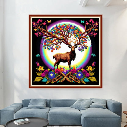 Dimensean Stamped Cross Stitch Kits Full Range of Embroidery Patterns Starter Kits for Beginners Adult or Kids DIY Cross Stitches Needlepoint Kits 11CT-Elk Moon 17.7x17.7 inch