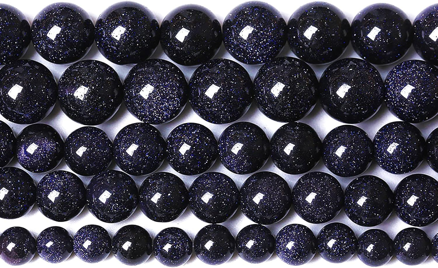 38PCS 10mm Blue Sandstone Gemstone Beads Beads Natural Stone Round Loose Beads for Jewelry Making DIY Bracelet Necklace 15" Inch