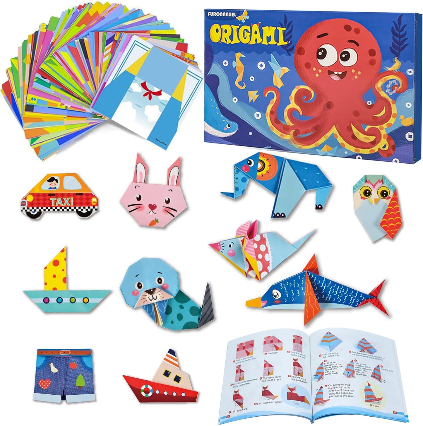 Origami Kit for Kids Ages 5-16, 212 Sheets with 72 Patterns & Instruction Book | Origami Paper Kit for Beginners & Advanced | Arts & Crafts Toys for Girls & Boys Ages 8-12 | Birthday & Christmas Gifts - Crafty Corner
