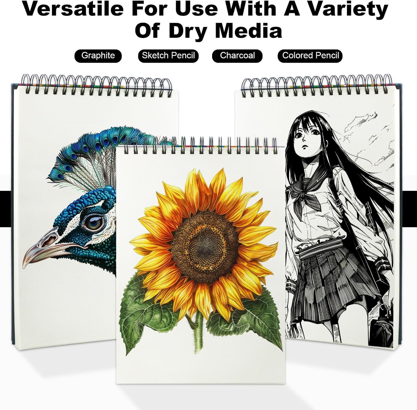 9" x 12" Sketch Book, Top Spiral Sketchbook, 100 Sheets Sketch Pad, (68 lb/100 GSM) Drawing Paper Pad, Drawing Pad for Kids, Artist Sketchbook for Drawing, Illustration & Art Supplies. - Crafty Corner