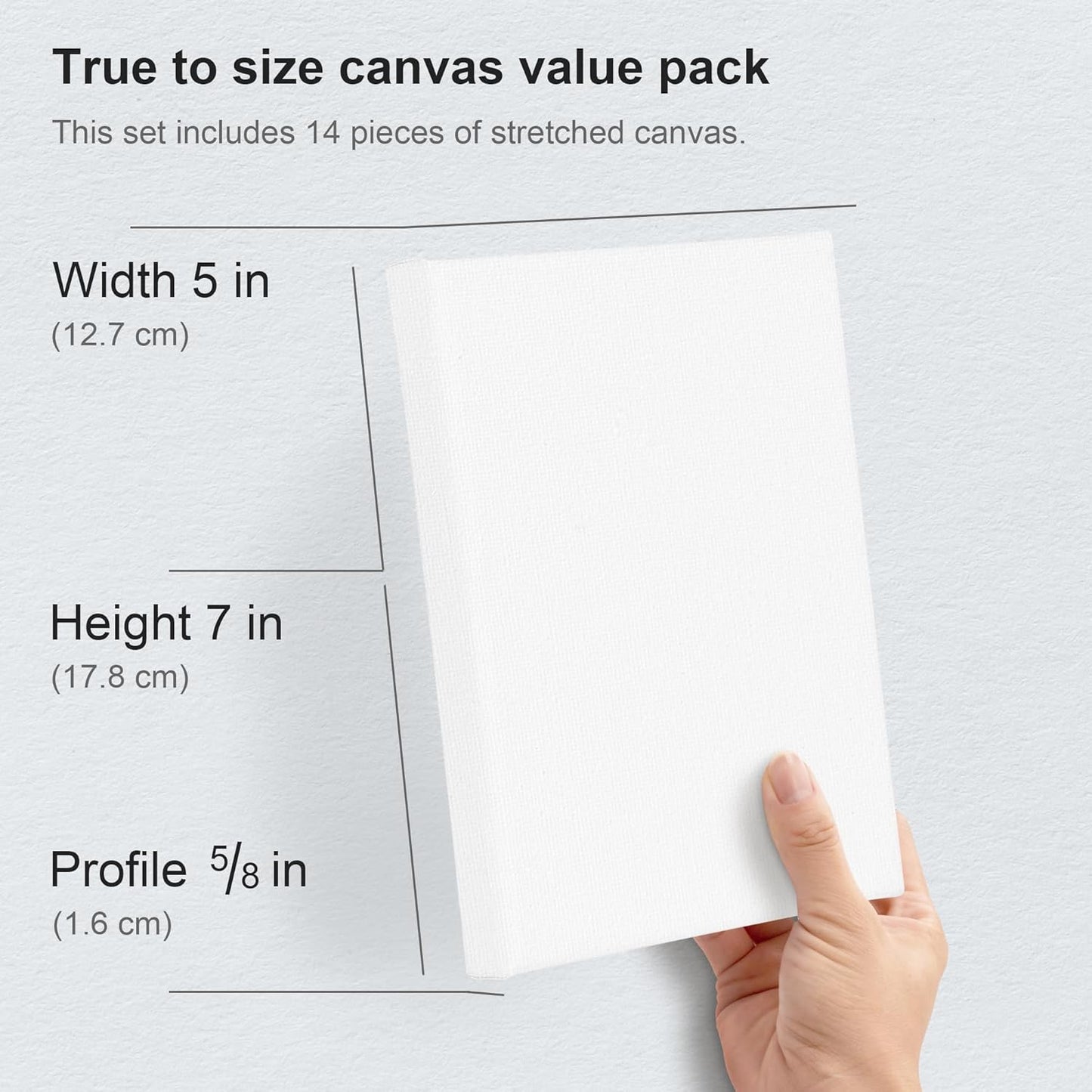 PHOENIX Stretched Canvas for Painting 5x7 Inch/14 Bulk Pack, 8 Oz Triple Primed 5/8 Inch Profile 100% Cotton White Blank Canvas, Small Framed Canvas for Oil Acrylic & Pouring Art