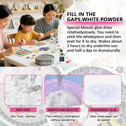 Mosaic Grout, with Tile Tools, Mosaics Tile Accessories – Essential for Handmade Grouting and Perfect for DIY Craft Projects (White, Mosaic Tool Kit)
