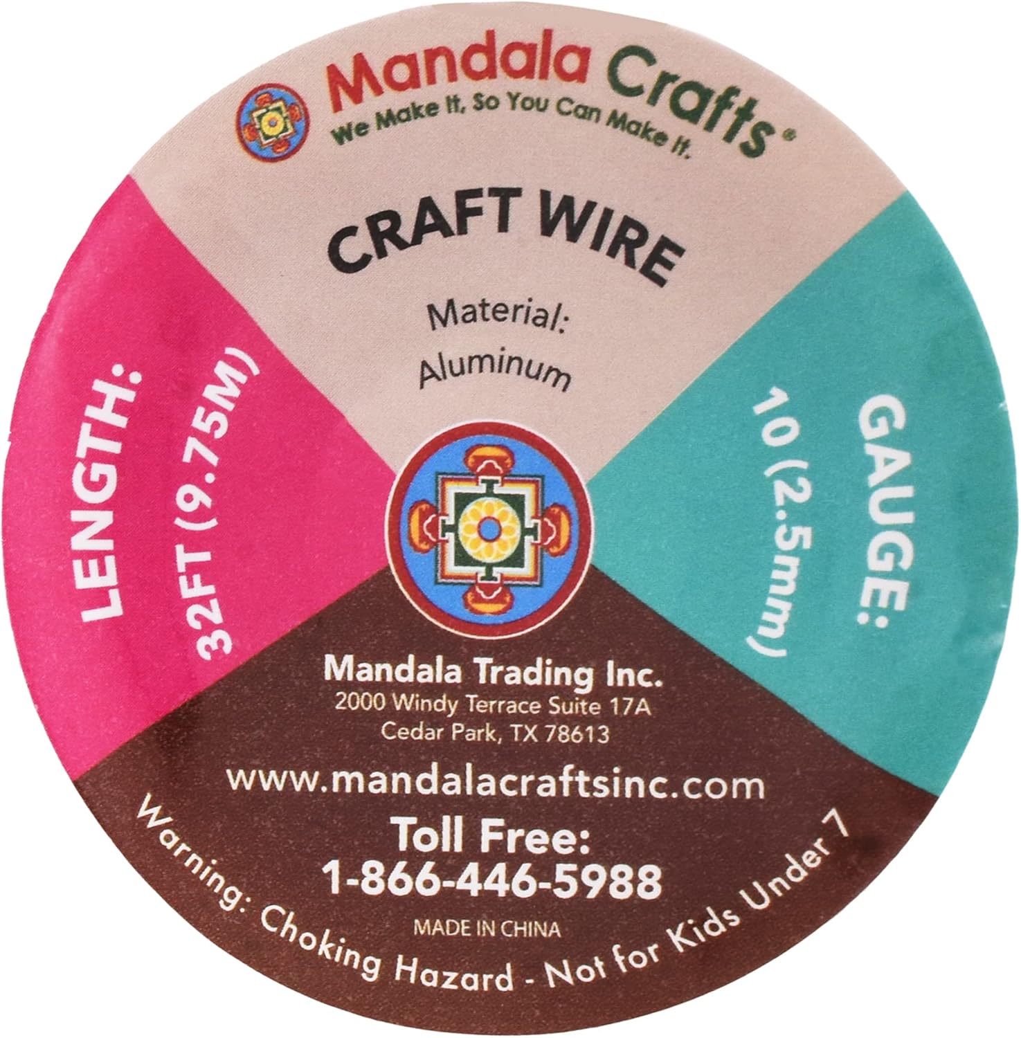 Mandala Crafts 10 Gauge Anodized Aluminum Craft Wire for Jewelry Making - 32 FT Colored Flexible Copper Wire - Bendable for Bonsai Armature Crafting Sculpting - Crafty Corner