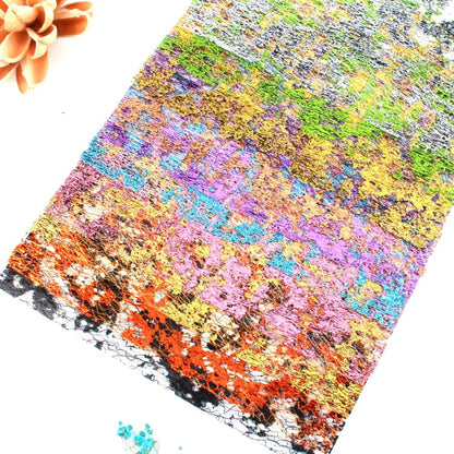 A5 Size Colorful Foil Textured Fabric Art Paper Scrapbooking Decorative, 10 Sheets Sparkle Metallic Lace Mesh for Crafts, Junk Journaling Supplies, Card Making, Collage