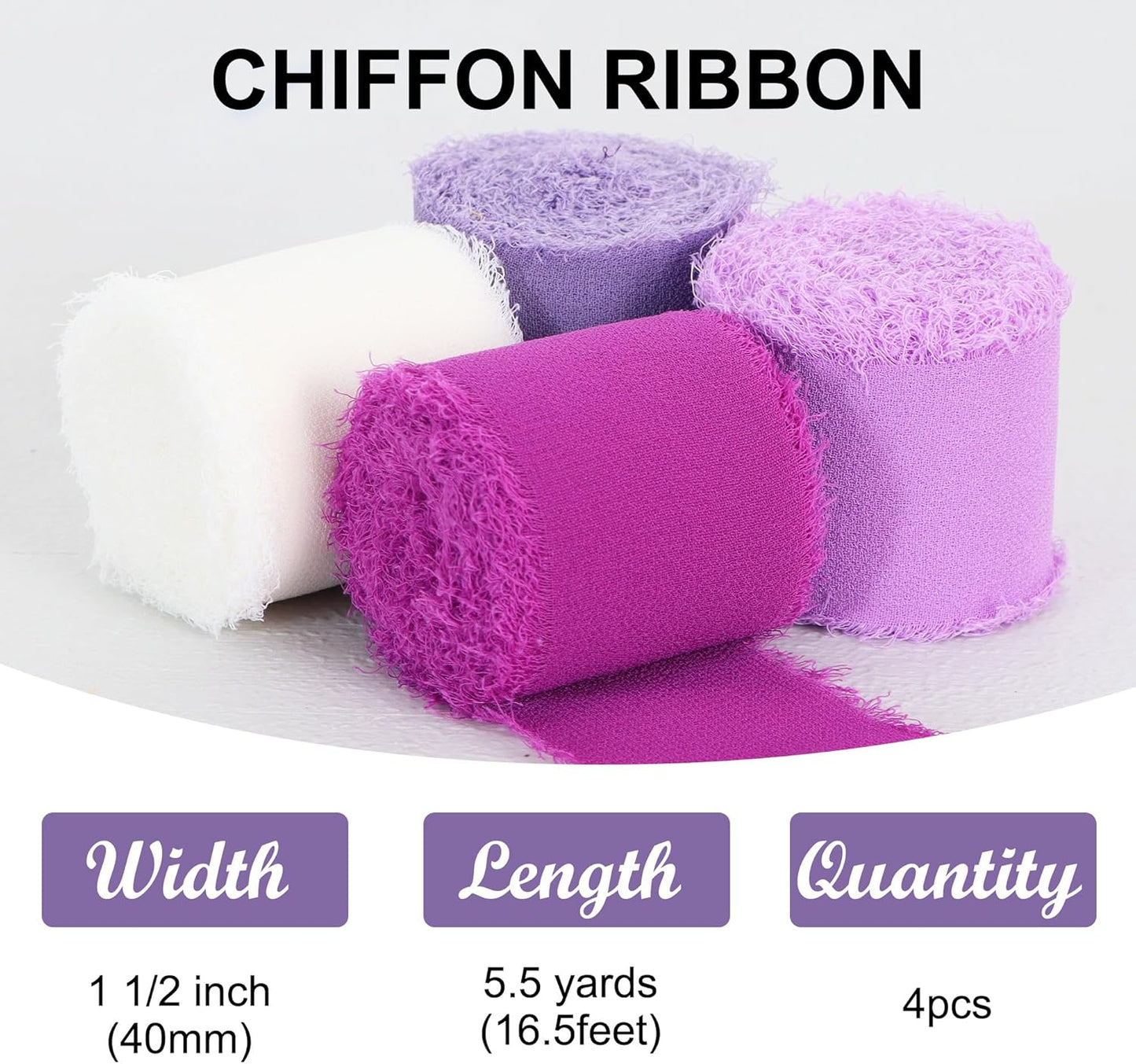 TONIFUL 4 Rolls Light Purple Chiffon Ribbon 1.5" x 5.5 Yards for Gift Wrapping, Wedding Decoration, DIY Crafts - Crafty Corner