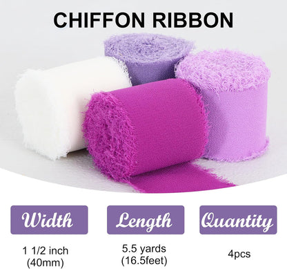 TONIFUL 4 Rolls Light Purple Chiffon Ribbon 1.5" x 5.5 Yards for Gift Wrapping, Wedding Decoration, DIY Crafts - Crafty Corner