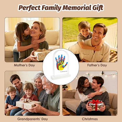 Family Handprint Kit, DIY Baby Hand and Footprint Handmade Keepsake Kit, Family Gifts with 6 Non-Toxic Baby-Safe Paint, Ideas Gift for New Parents, Father's Day, Mother's Day (5 Pages Acrylic Boards)
