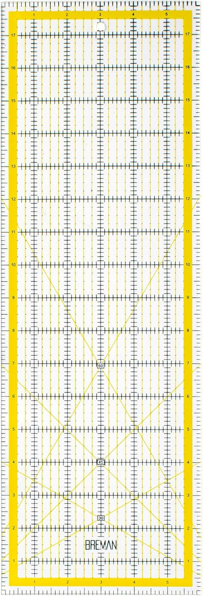 Breman Precision Quilting Rulers – 6x18 Inch Clear Acrylic Rulers for Quilting and Sewing – Laser-Cut Edge, Easy-Read Grid Lines, Angled Markers – Fabric Guide for Left & Right-Handed Users