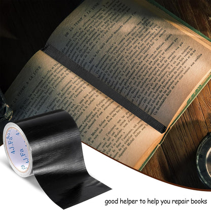 4 Inch Black Book Binding Tape 540 Inch Book Spine Tape Cloth Book Repairing Tape Library Supplies Book Adhesive Tape Thick Book Tape for Covering Hardback Broke Used Book Stitched Office Arts（200u）